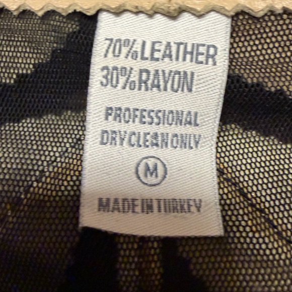 Vintage Funky Black Rayon and Beige Leather & Jacket - Size Medium - Picture 4 of 4